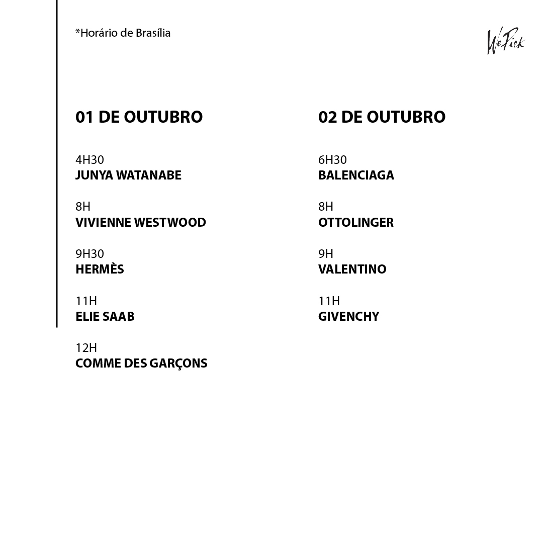 Paris Fashion Week confira o calendário de desfiles! WePick